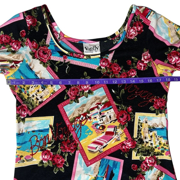 VANITY Y2K Lizzie McGuire Novelty Print Ruffle Sleeve Bon Voyage Blouse - Picture 8 of 11